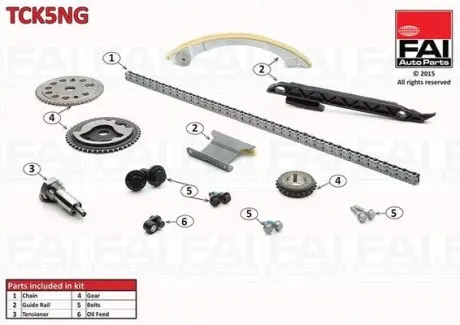 Набор цепи ГРМ OPEL DOHC SIGNUM 03-,VECTRA C 02-08,ZAFIRA 05-,ALFA 159 05-,BRERA 06-,SPIDER 06,CROMA 05- Fischer Automotive One (FA1) TCK5NG