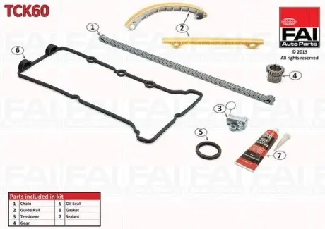 К-кт цепи привода ГРМ Suzuki Grand Vitara(FT FG JT) 1.3 06-/Ignis (FH) 00-03/Ignis II 03- (M13A 1328cm) Fischer Automotive One (FA1) TCK60