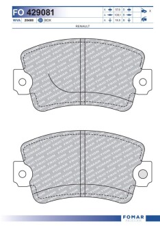 Гальмівні колодки, дискове гальмо (набір) FOMAR FO429081