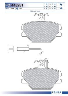 Гальмівні колодки, дискове гальмо (набір) FOMAR FO448281