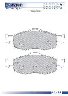 Гальмівні колодки, дискове гальмо (набір) FOMAR FO491681