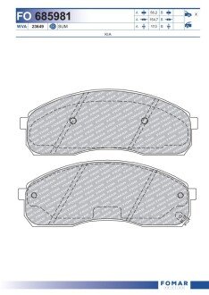 Гальмівні колодки, дискове гальмо (набір) FOMAR FO685981