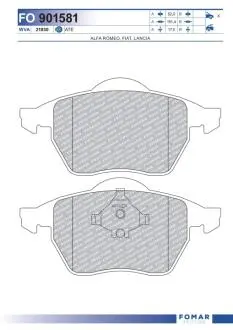 Гальмівні колодки, дискове гальмо (набір) FOMAR FO901581