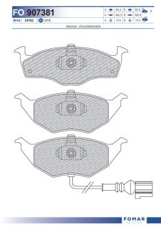 Гальмівні колодки, дискове гальмо (набір) FOMAR FO907381