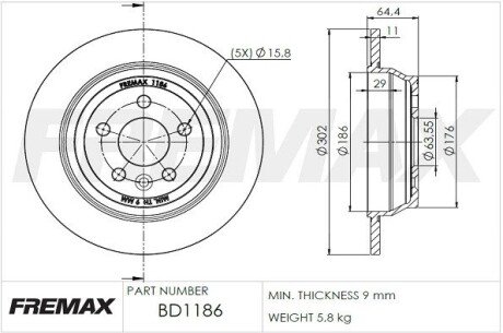 Диск тормозной FREMAX BD-1186