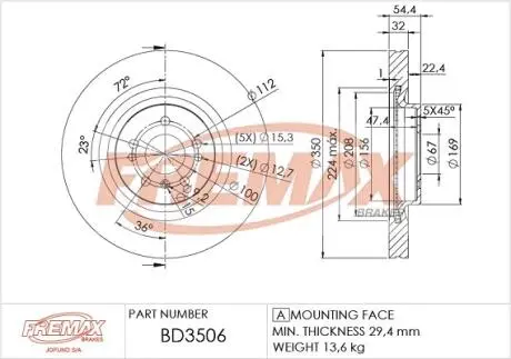 Диск тормозной FREMAX BD-3506