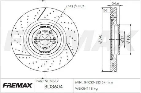 Гальмівний диск FREMAX BD3604