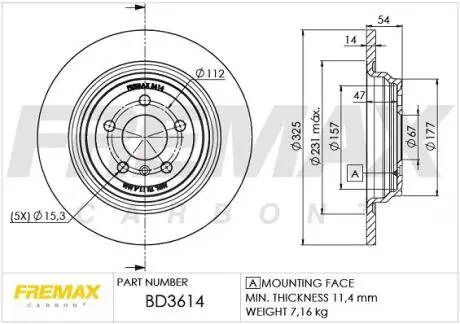 Диск тормозной задний, 325mm M (W166), GLE (W166, C292) 11- FREMAX BD3614