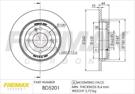 Диск гальмівний FREMAX BD-5201