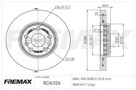 Диск тормозной FREMAX BD-6326