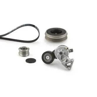 Комплект поликлинових ременів (з роликами) AUDI A3, SEAT ALHAMBRA, LEON, TOLEDO II, SKODA OCTAVIA I, VW BORA, BORA I, GOLF IV, MULTIVAN T5, NEW BEETLE, SHARAN, TRANSPORTER T5 1.9D 09.95-12.10 Gates K156DPK1195 (фото 1)