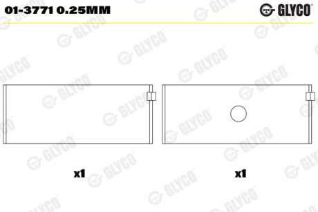 Вкладиші шатунні (4,5,6) MB OM601/OM602/OM603 Glyco 01-3771 0.25MM