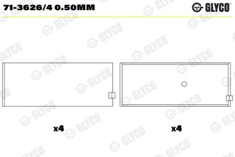 Подшипник шатуна (к-кт) Glyco 71-3626/4 0.50MM