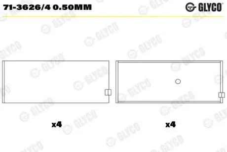 Подшипник шатуна (к-кт) Glyco 71-3626/4 0.50MM