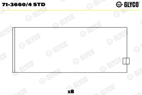 Вкладыши шатунные. MAN D0824 Glyco 71-3660/4 STD (фото 1)