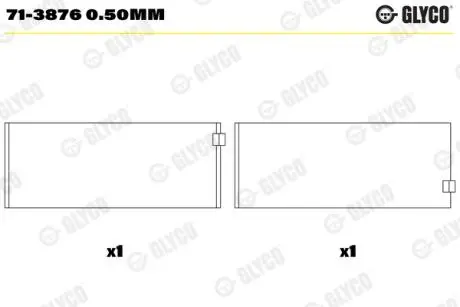 Вкладыши шатунные на 1 шатун Glyco 71-3876 0.50MM (фото 1)