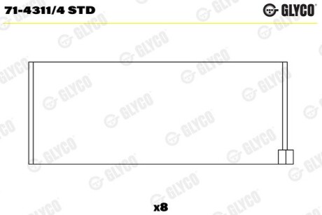 Подшипник шатуна (к-кт) Glyco 71-4311/4 STD (фото 1)