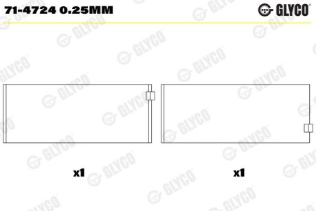 Вкладиш шатунний Glyco 71-4724 0.25MM (фото 1)