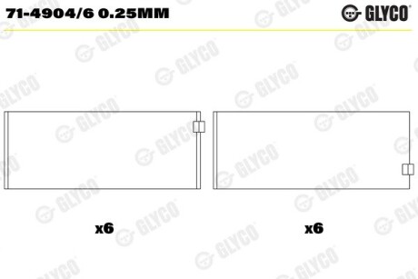 Підшипник ковзання Glyco 71-4904/6 0.25MM