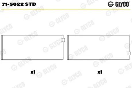 Шатунний підшипник (STD пара) MERCEDES MERCEDES ACTROS MP4 / MP5, ANTOS, AROCS, TRAVEGO (O 580), SETRA 400, 500 471.943-OM471.937 07.11- Glyco 715022STD