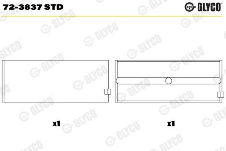 Вкладыши коренные STD Glyco 72-3837 STD