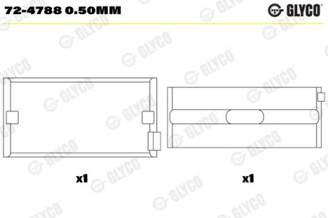 Вкладиші корінні (1 шия). DAF MX300/340/375/265 Glyco 72-4788 0.50MM (фото 1)