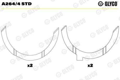 Півкільця розбігу валу. RVI MIDR 06.35.40 Glyco A264/4 STD (фото 1)