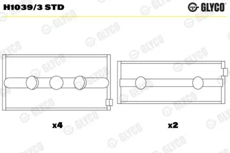 Вкладиш колінчастого валу Glyco H10393STD