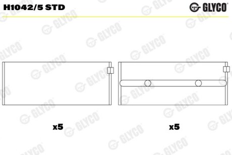 Вкладыши коренные (к-кт) Glyco H1042/5 STD (фото 1)