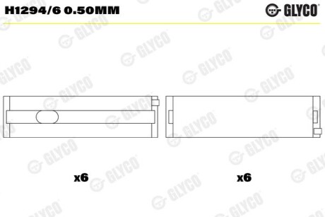 Вкладыши коренные (к-кт) Glyco H1294/6 0.50MM