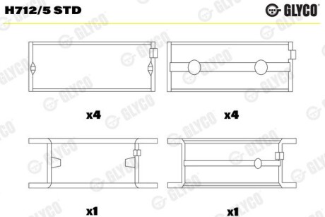 Вкладыши коренные Glyco H712/5 STD