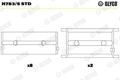 Вкладыш коленвала, комплект Glyco H7835STD