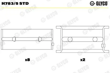 Вкладиш колінвалу, комплект Glyco H7835STD