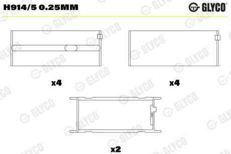 Комплект вкладышей двигателя Glyco H914/5 0.25MM