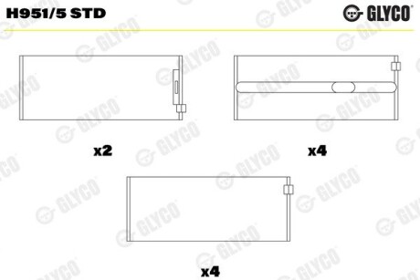 Вкладиші MERCEDES-BENZ MB100 88-92 Glyco H951/5 STD