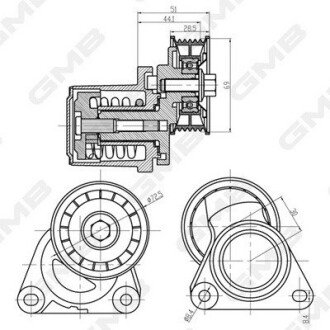 Натяжитель ремня генератора Mazda 6 1.8-2.3 MPS 02-07 GMB GAT30320