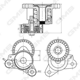 Натяжитель ремня генератора Mitsubishi Lancer/Outlander 08- (65x25) GMB GAT30360