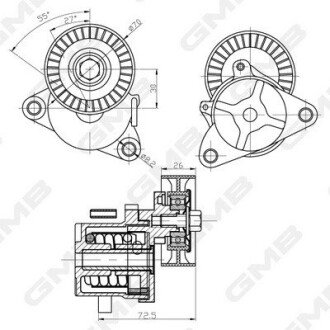 Натяжитель ремня генератора Opel Astra J/Zafira/Insignia 2.0 CDTI 08- GMB GAT31480