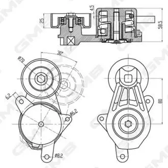 Натяжитель ремня генератора Suzuki SX4/Grand Vitara 2.0 16V 96- GMB GAT31680
