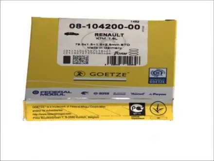 Комплект колец на поршень GOETZE 08-104200-00