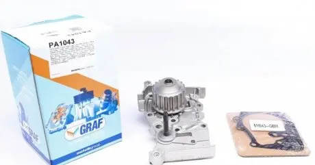 Помпа води Renault Clio/Megane/Scenic/Kangoo/Laguna 1.4/1.6i 01-/Nissan Almera (20z)(R/B)(8 лоп.)) HD GRAF PA1043