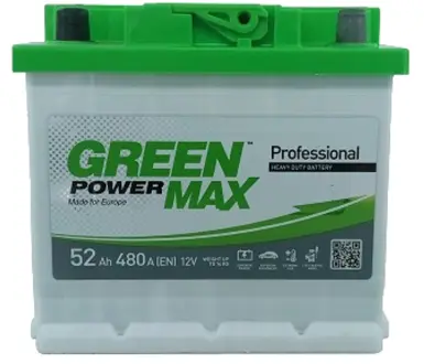 Акумулятор 52Ah-12v, L, EN480 GREEN POWER Max 000022379