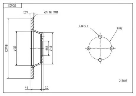 Диск тормозной /P/AUDI 80 1.6 2.0 1.9TD 92- Hart 215603