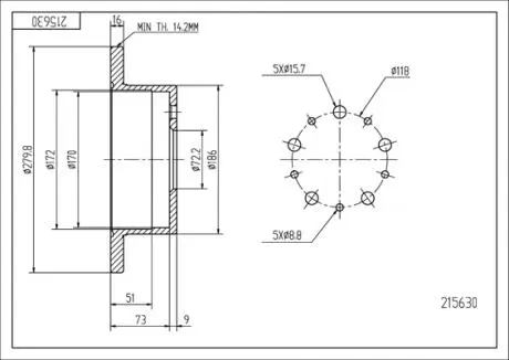Диск тормозной /T/ DUCATO Hart 215630