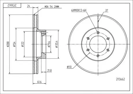 Диск тормозной /P/ MASTER 2.5D,2.8TD 98- Hart 215662