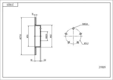 Диск гальмівний /T/ALMERA TINO 2.0 Hart 219009