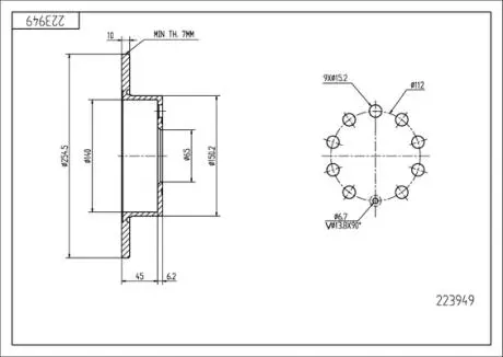 Диск тормозной /T/A3-03-,GOLF V 03- Hart 223949