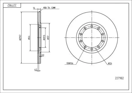 Диск гальмівний /T/TRANSIT 2.4TDCI 06- Hart 227982