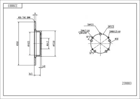 Диск тормозной /T/CIVIC 1.8I 06- Hart 228883