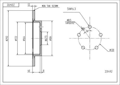 Диск тормозной /T/ INSIGNIA 1.6-2.0 08- Hart 231492